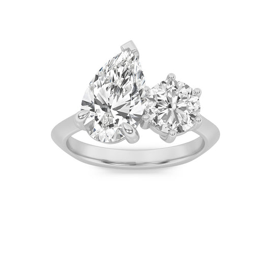 3Cttw Pear Shaped Lab Grown Diamond (F/VS) Toi etMoi Engagement Ring in 14K Gold