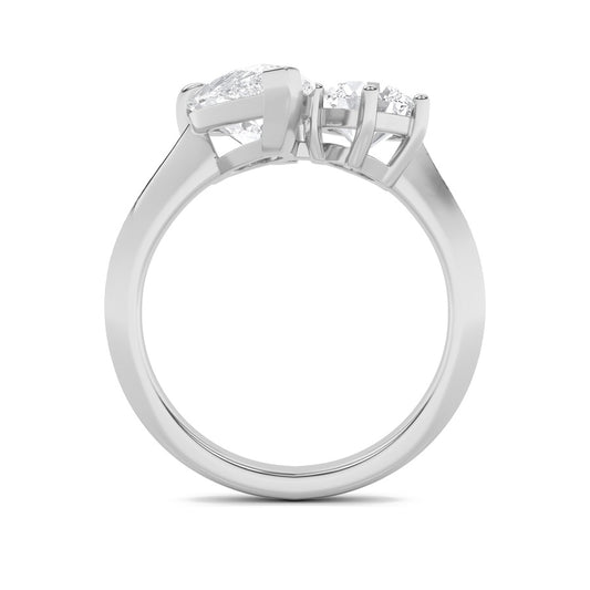 3Cttw Pear Shaped Lab Grown Diamond (F/VS) Toi etMoi Engagement Ring in 14K Gold