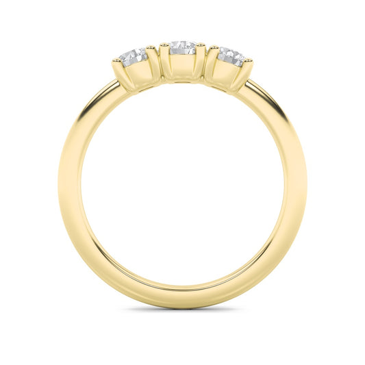 3Cttw Round Shaped Lab Grown Diamond (F/VS) ThreeStone Band Ring in 14K Gold