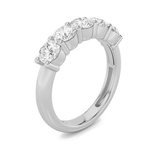 1.5Cttw Round Shaped Lab Grown Diamond (F/VS) Five Stone Band Ring in 14K Gold