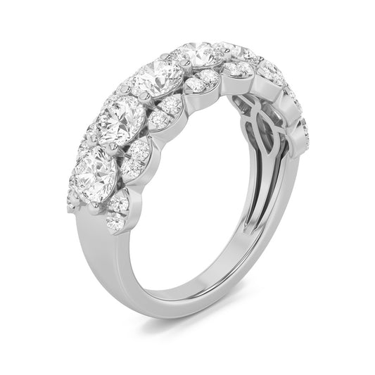 2Cttw Round Shaped Lab Grown Diamond (F/VS) MultiStone Band Ring in 14K Gold
