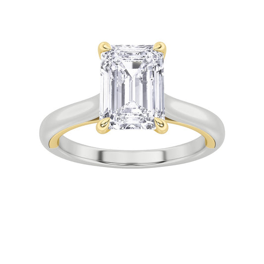2Cttw Emerald Shaped Lab Grown Diamond (F/VS) Solitaire Engagement Ring in 14K Gold