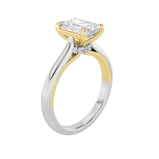 2Cttw Emerald Shaped Lab Grown Diamond (F/VS) Solitaire Engagement Ring in 14K Gold