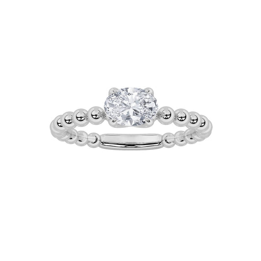 0.5CTW Oval Shaped Lab Grown Diamond (F/VS) Petite Solitaire Engagement Ring in 14K Gold