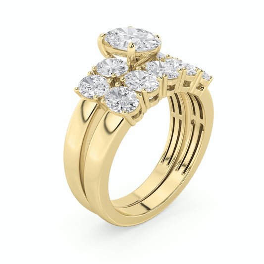 2.5Cttw Oval Shaped Lab Grown Diamond (G/VS) Bridal Set with Matching Band and  Ring in 14K Gold