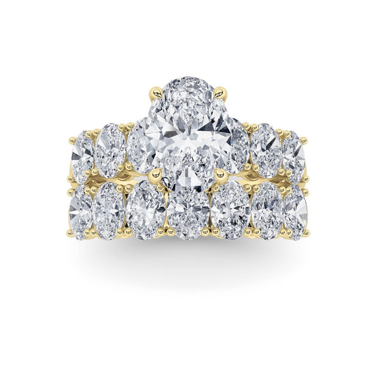 3.5Cttw Oval Shaped Lab Grown Diamond (G/VS) Bridal Set with Matching Band and  Ring in 14K Gold