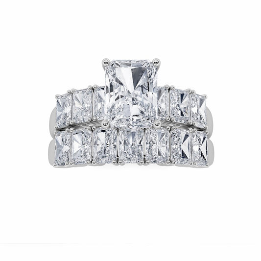 3.5Cttw Radiant Shaped Lab Grown Diamond (G/VS) Bridal Set with Matching Band and  Ring in 14K Gold