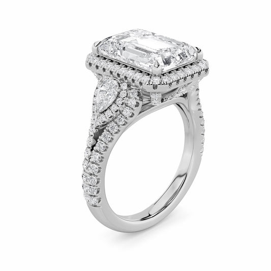 6.25CTW Radiant Shaped Lab Grown Diamond (G/VS) Bold Accented Statement Engagement Ring in 14K Gold