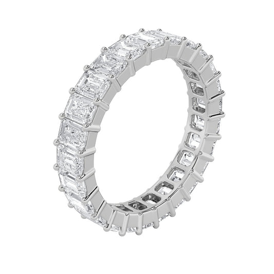 5.25Cttw Emerald Shaped Lab Grown Diamond Split Prong Eternity Ring in 14K Gold (F/VS)