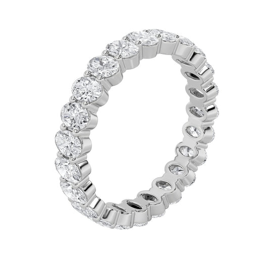 4.25Cttw Oval Shaped Lab Grown Diamond Split Prong Eternity Ring in 14K Gold (F/VS)