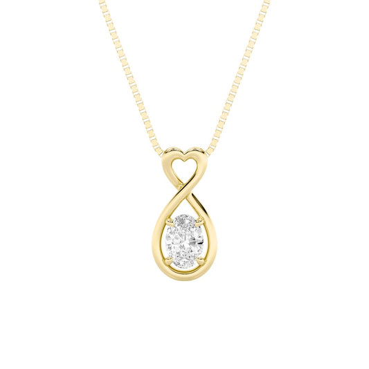 1CTW Oval Shaped Lab Grown Diamond (G/VS) Fancy Solitaire Pendant in 14K Gold