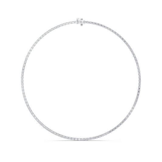 34CTW Emerald Shaped Lab Grown Diamond Tennis Necklace in 14K Gold (F/VS)