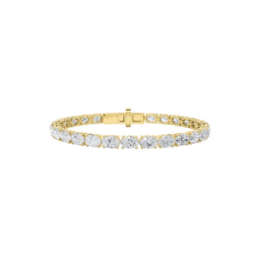 10.75Cttw Oval Shaped Lab Grown Diamond East & West Bracelet in 14K Gold (F/VS)