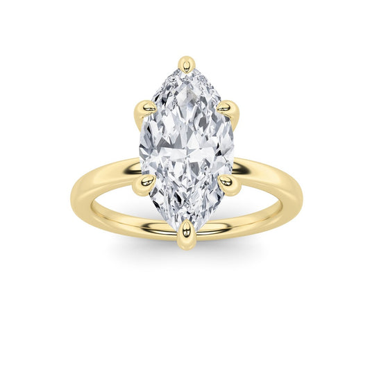 1Cttw Marquise Shaped Lab Grown Diamond Classic Solitaire Ring in 14K Gold (F/VS)