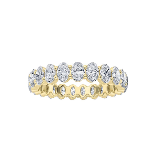 3Cttw Oval Shaped Lab Grown Diamond Split Prong Eternity Ring in 14K Gold (F/VS)