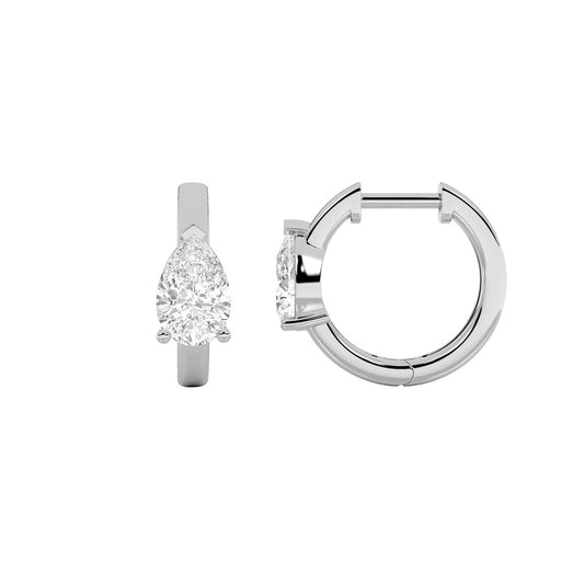 1.5Cttw Pear Shaped Lab Grown Diamond (F/VS) Solitaire Huggie Earrings in 14K Gold