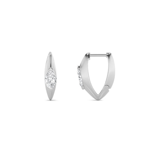 1CTW Marquise Shaped Lab Grown Diamond (F/VS) Solitaire Huggie  Earrings in 14K Gold