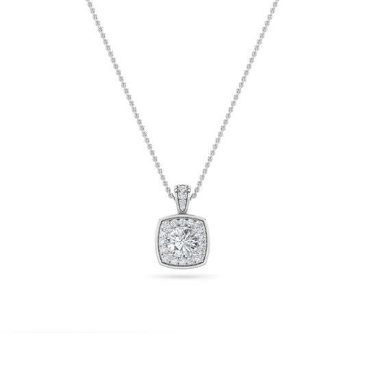 0.75CTW Round Shaped Lab Grown Diamond (F/VS) Halo Pendant in 14K Gold