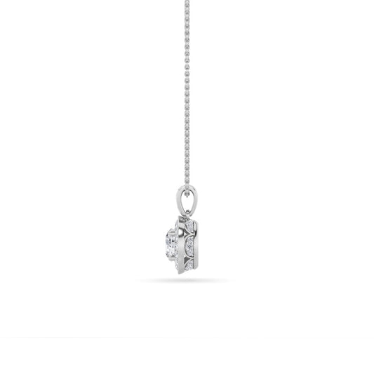 0.75CTW Round Shaped Lab Grown Diamond (F/VS) Halo Pendant in 14K Gold
