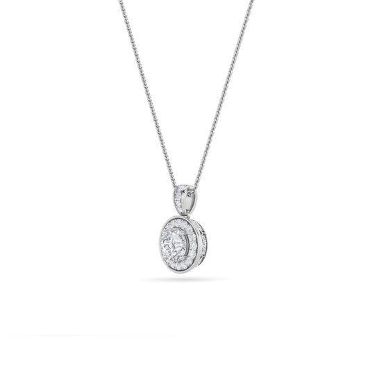 0.75CTW Round Shaped Lab Grown Diamond (F/VS) Halo Pendant in 14K Gold