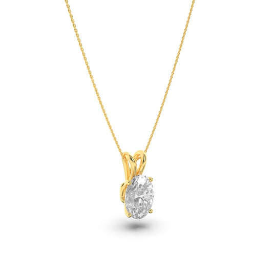 1CTW Oval Shaped Lab Grown Diamond (F/VS) Split Bale Solitaire Pendant in 14K Gold