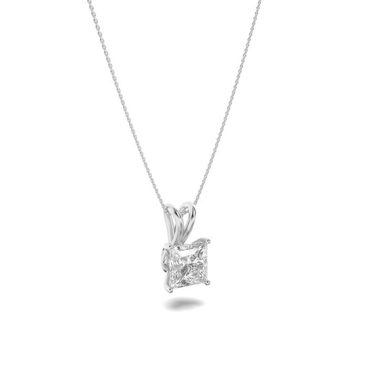 2CTW Princess Shaped Lab Grown Diamond (F/VS) Split Bale Solitaire Pendant in 14K Gold