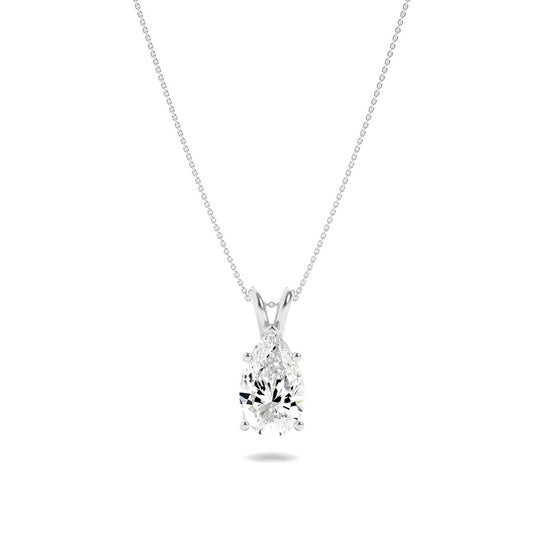 1CTW Pear Shaped Lab Grown Diamond (F/VS) Split Bale Solitaire Pendant in 14K Gold