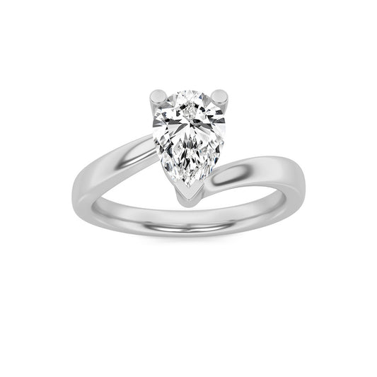2Cttw Pear Shaped Lab Grown Diamond (F/VS) BypassShank Engagement Ring in 14K Gold