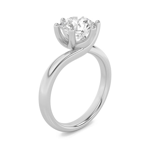 2Cttw Round Shaped Lab Grown Diamond (F/VS) Bypass Shank Engagement Ring in 14K Gold