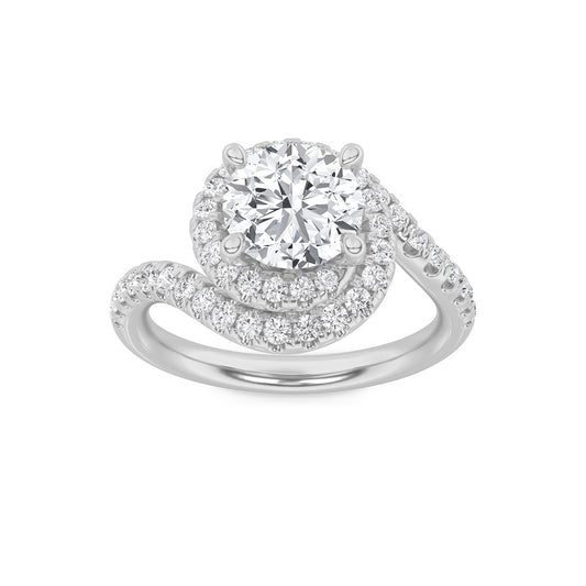 2Cttw Round Shaped Lab Grown Diamond (F/VS) SwirlAccented Engagement Ring in 14K Gold