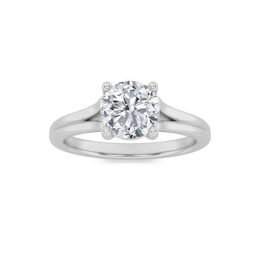 1Cttw Round Shaped Lab Grown Diamond (F/VS) SplitShank Solitaire Engagement Ring in 14K Gold