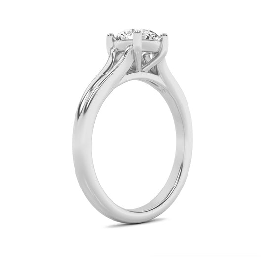 1Cttw Round Shaped Lab Grown Diamond (F/VS) SplitShank Solitaire Engagement Ring in 14K Gold