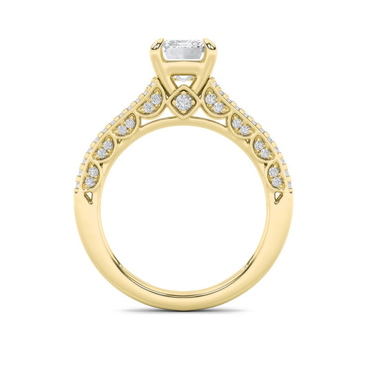 2Cttw Radiant Shaped Lab Grown Diamond (F/VS) Split Shank Accented Engagement Ring in 14K Gold
