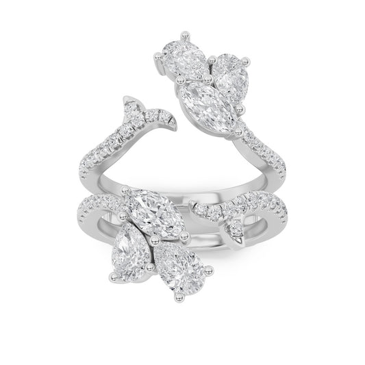 2Cttw Marquise Shaped Lab Grown Diamond (F/VS) Insert Jacket Ring in 14K Gold