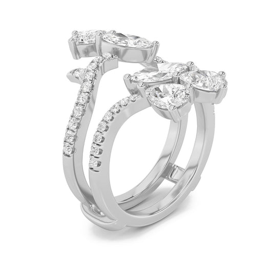 2Cttw Marquise Shaped Lab Grown Diamond (F/VS) Insert Jacket Ring in 14K Gold