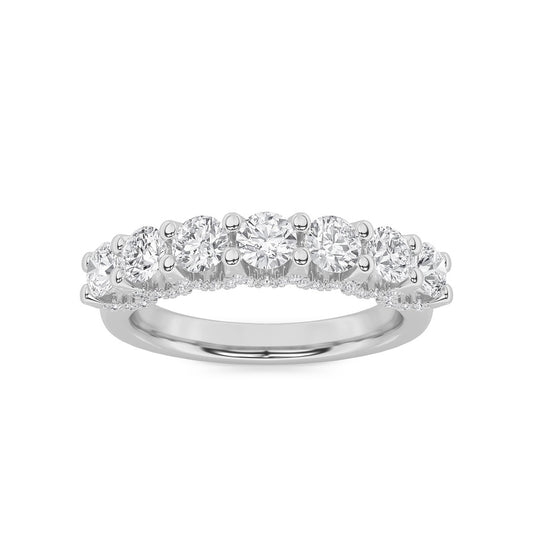1Cttw Round Shaped Lab Grown Diamond (F/VS) Accented Double Halo Set of Band and  Ring in 14K Gold