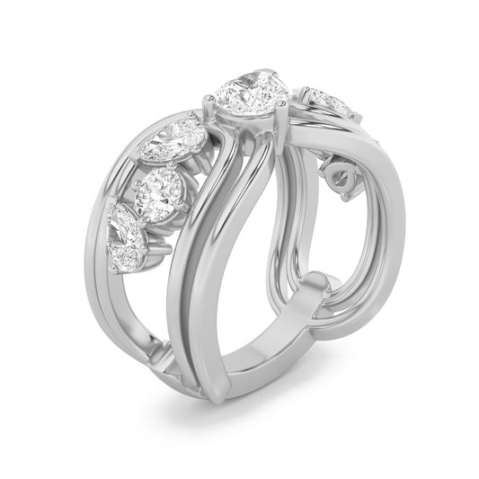 2Cttw Pear Shaped Lab Grown Diamond (F/VS) Seven Stone Fashion Ring in 14K Gold