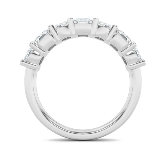 3Cttw Emerald Shaped Lab Grown Diamond (F/VS) Seven Stone Band Ring in 14K Gold