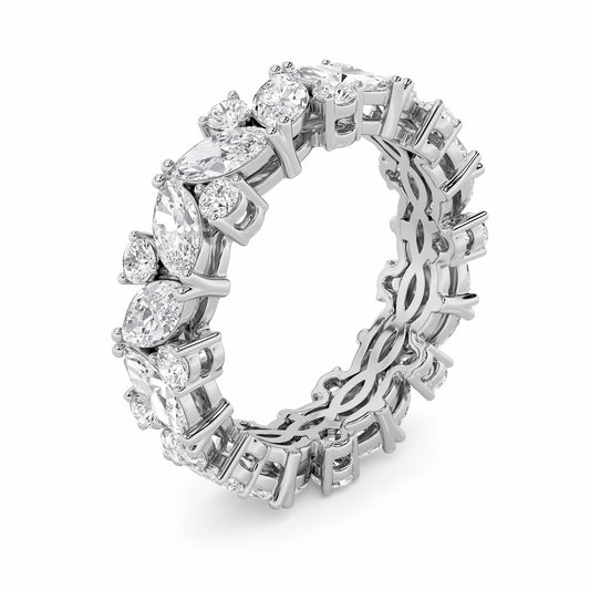 3Cttw Marquise Shaped Lab Grown Diamond (G/VS) Eternity Band Ring in 14K Gold