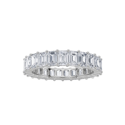 3.25Cttw Emerald Shaped Lab Grown Diamond Split Prong Eternity Ring in 14K Gold (F/VS)