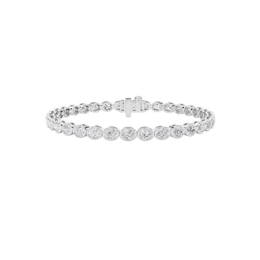 10Cttw Oval Shaped Lab Grown Diamond (F/VS) East West Bezel Set Bracelet in 14K Gold