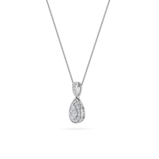 1.3CTW Pear Shaped Lab Grown Diamond (F/VS) Halo Pendant in 14K Gold