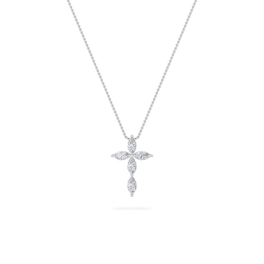 1.5Cttw Marquise Shaped Lab Grown Diamond (F/VS) Cross Pendant in 14K Gold