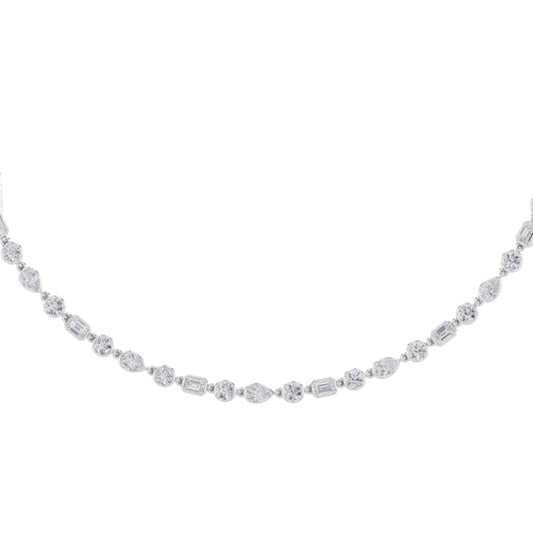 10CTW Pear Shaped Lab Grown Diamond (F/VS) Necklace in 14K Gold