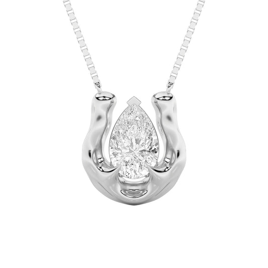 1CTW Pear Shaped Lab Grown Diamond (F/VS)  Necklace in 14K Gold
