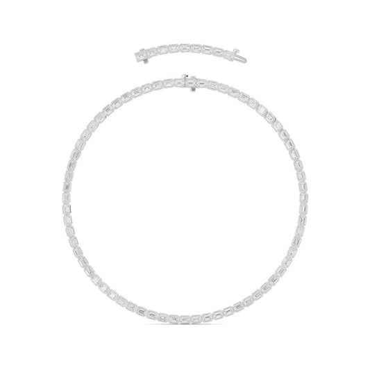 30CTW Emerald Shaped Lab Grown Diamond (F/VS ) Bezel Set Necklace in 14K Gold