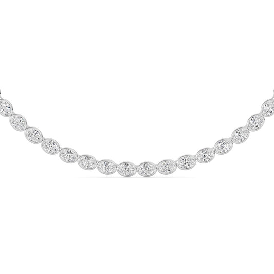 30CTW Oval Lab Grown Diamond (F/VS ) Bezel Set Necklace in 14K Gold