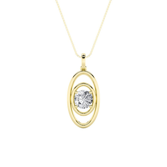 1CTW Round Shaped Lab Grown Diamond (F/VS) Concentric Fancy Pendant in 14K Gold