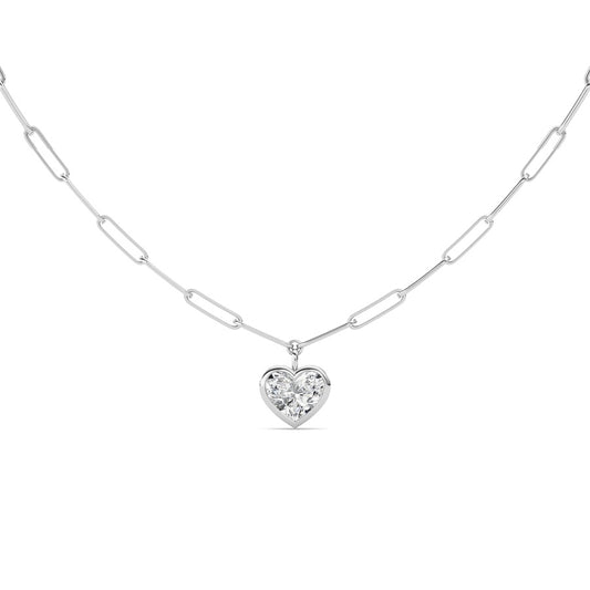 4CTW Heart Shape Lab Grown Diamond (F/VS ) Necklace in 14K Gold