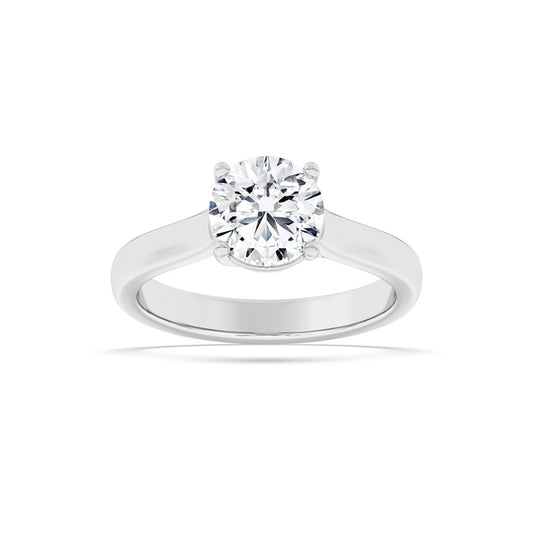 1Cttw Round Shaped Lab Grown Diamond (F/VS) PlainCathedral Trellis Shank Solitaire Engagement Ringin 14K Gold